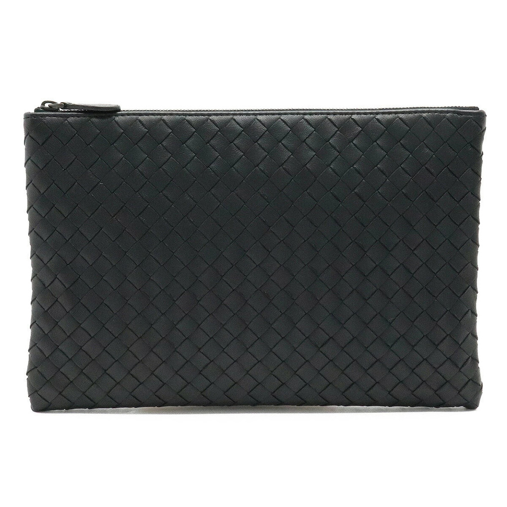 BOTTEGA VENETA Intrecciato Clutch Bag Pouch Accessory Case Leather Black